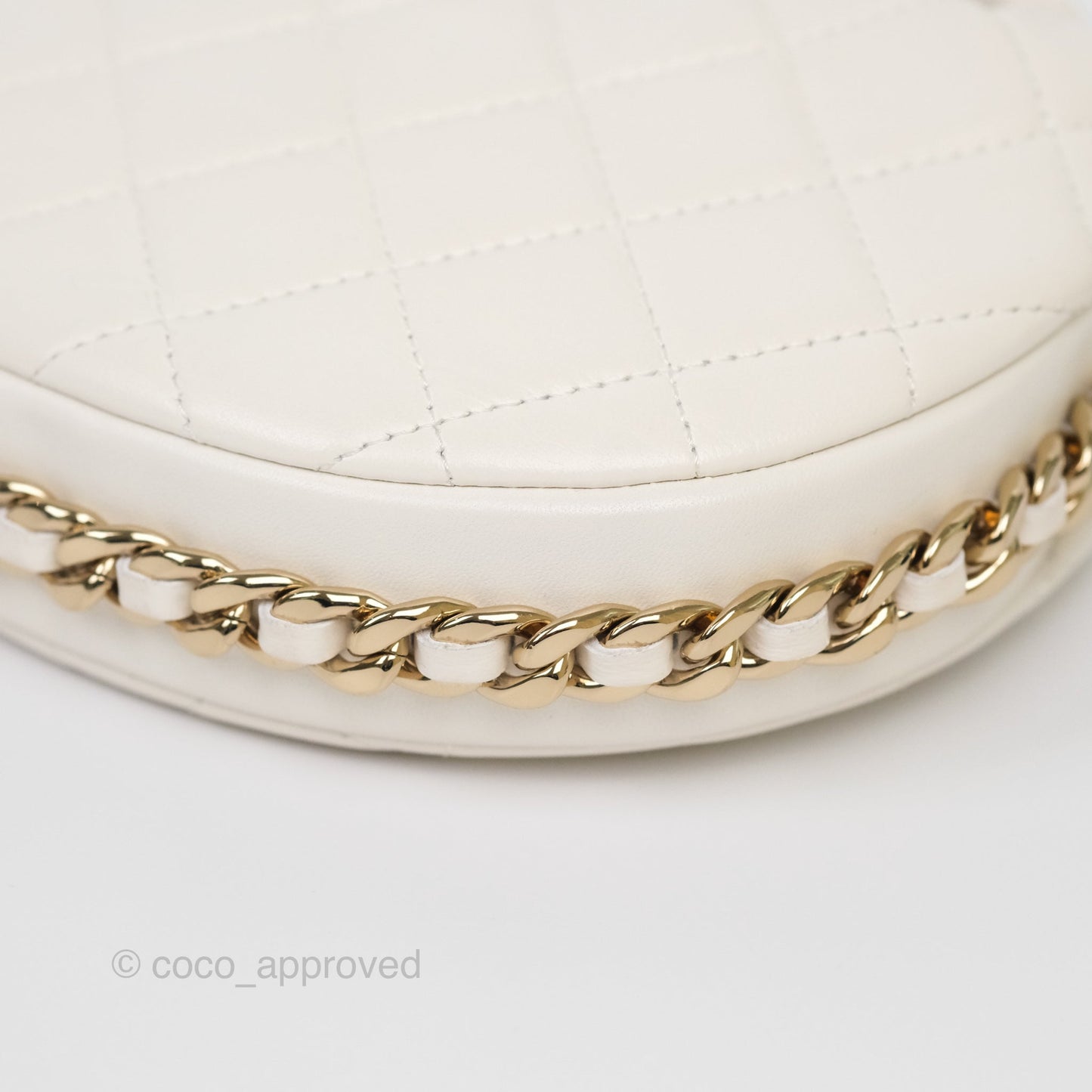 Chanel Chain Around Mini Hobo Pouch White Lambskin Gold Hardware 23C