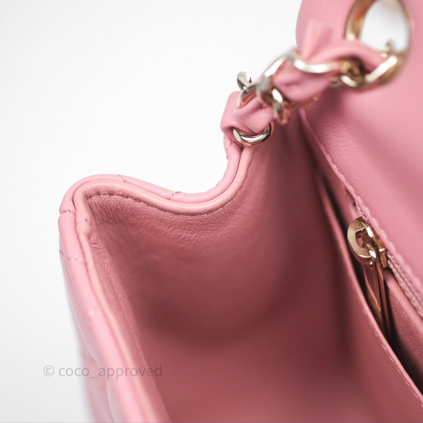 Chanel Mini Square Flap Quilted Pink Lambskin Gold Hardware