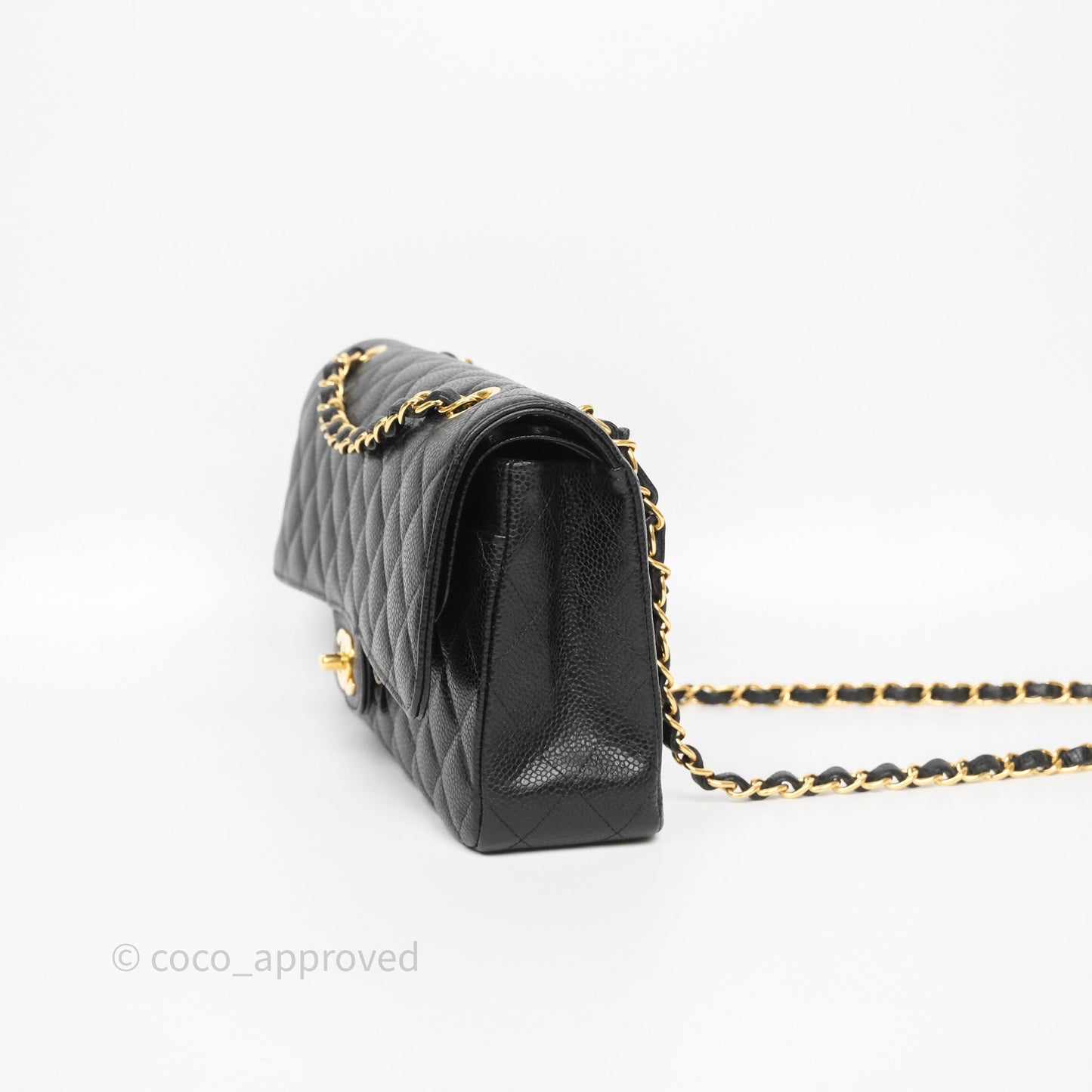 Chanel Classic M/L Medium Flap Quilted Black Caviar Gold Hardware