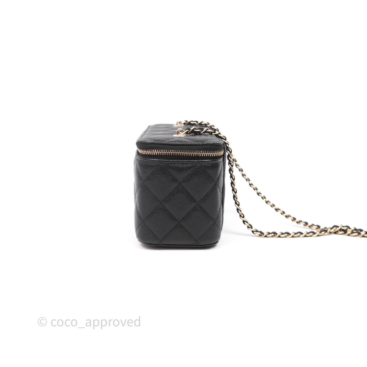 Chanel Vanity Rectangular With Chain Black Caviar Gold Hardware