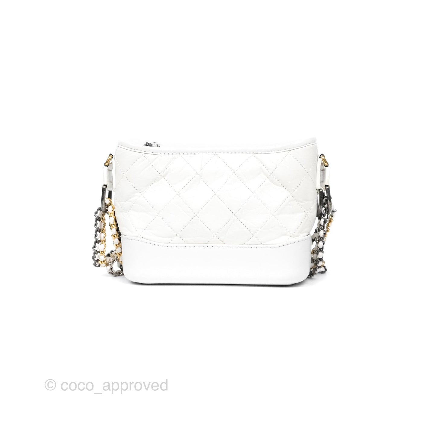 Chanel Small Gabrielle Hobo Quilted White Aged Calfskin
