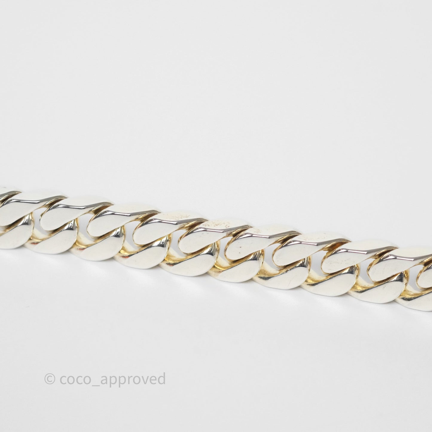 Hermes Kelly Gourmette GM Bracelet Silver Size ST