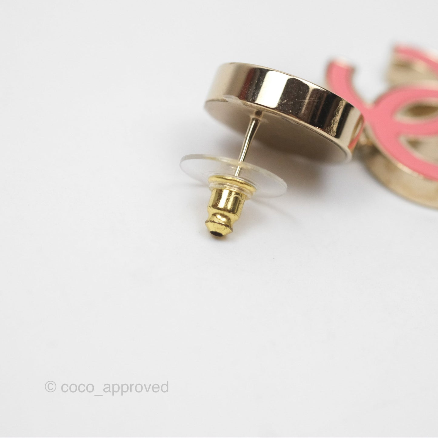 Chanel CC Logo Enamel Pink/ Black Drop Earrings 23C