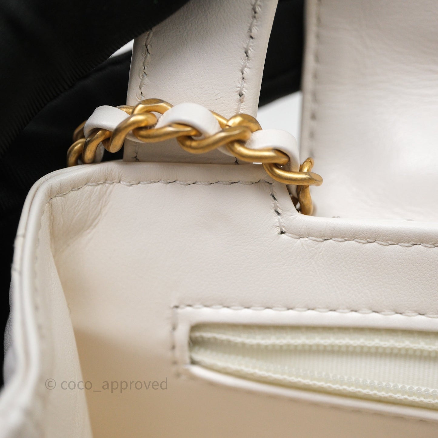 Chanel Kelly Bag Quilted White Lambskin Aged Gold Hardware