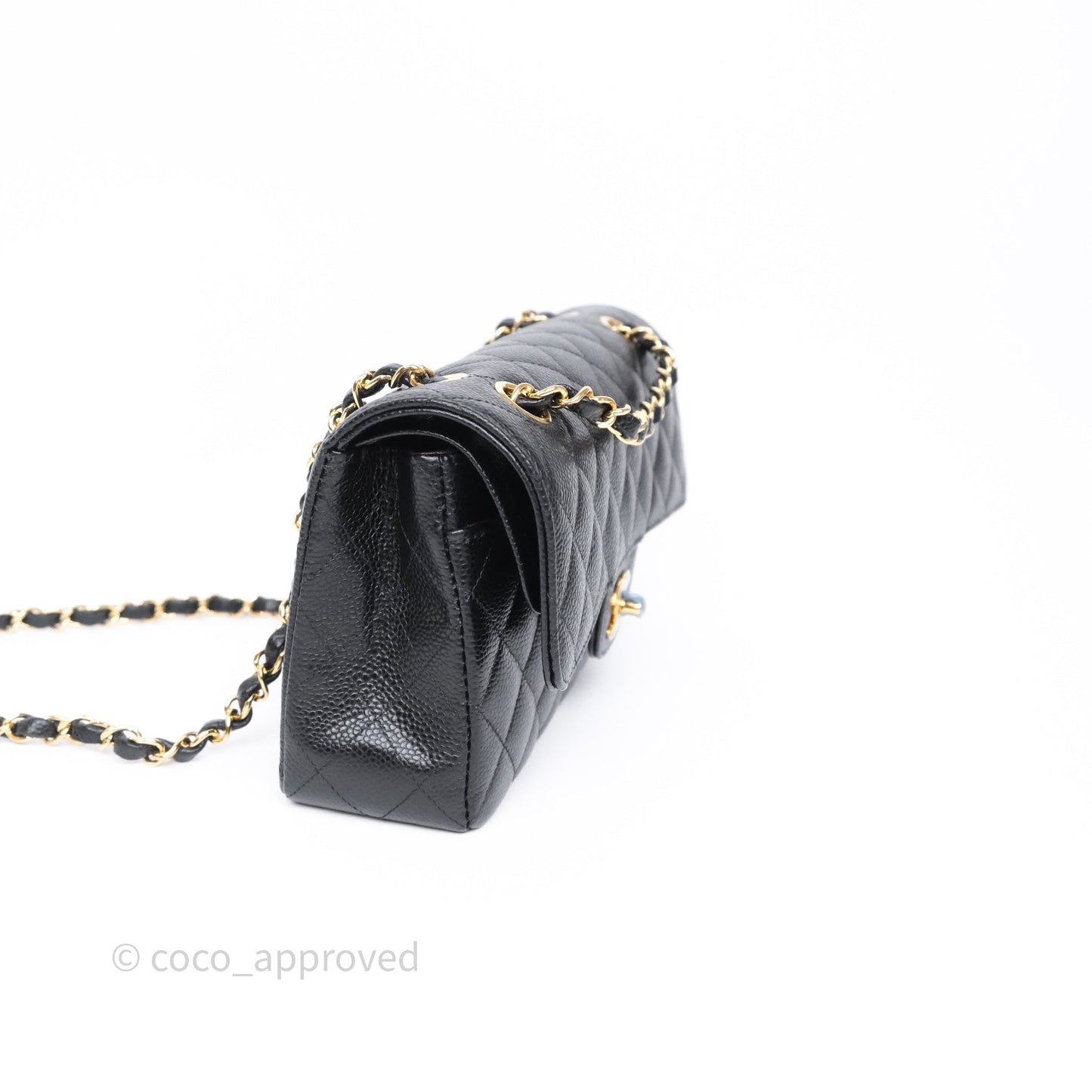 Chanel Small Classic Flap Quilted Black Caviar Gold Hardware