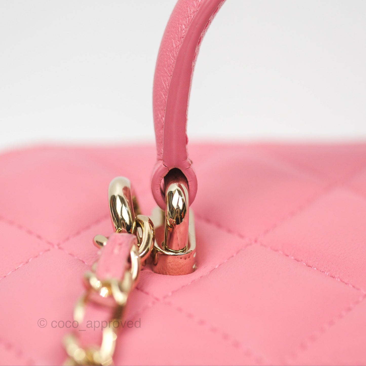 Chanel Vanity Rectangular Top Handle Pink Lambskin Gold Hardware