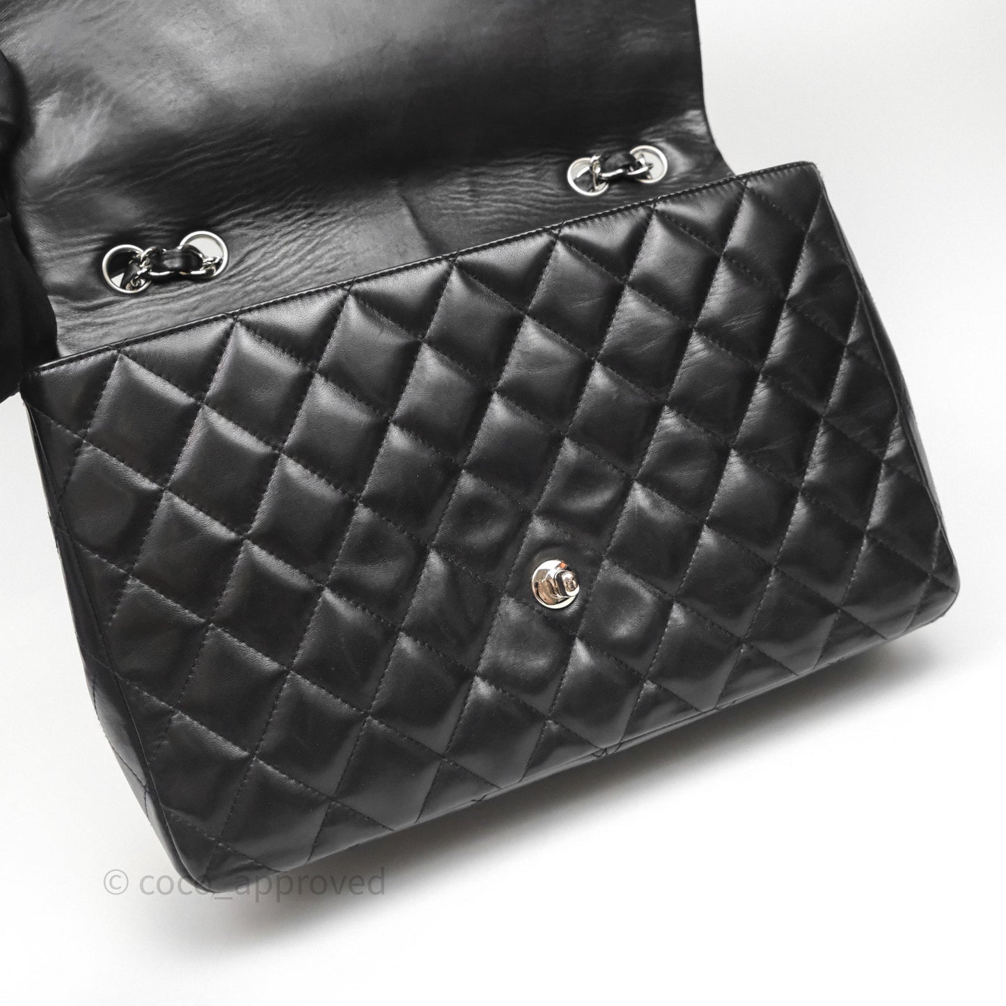 Chanel Jumbo Single Flap Black Lambskin Silver Hardware