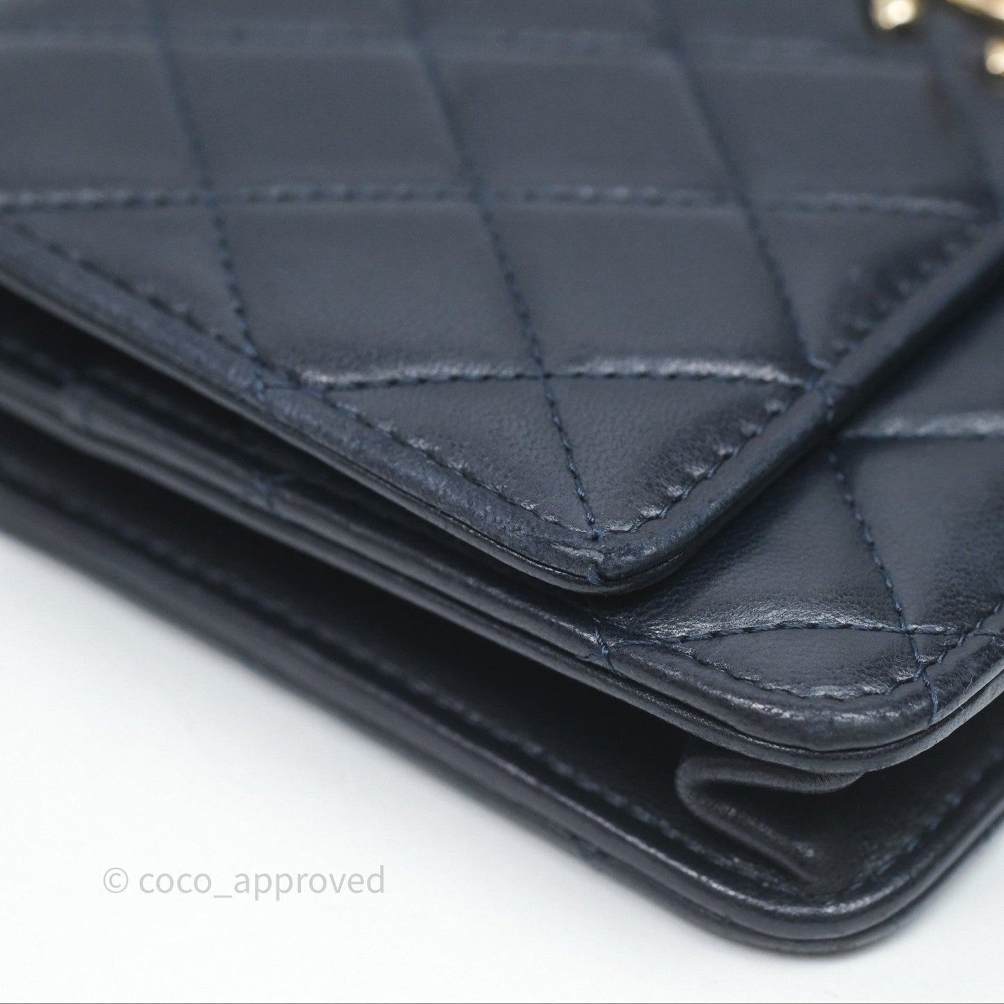 Chanel Trendy CC WOC Wallet On Chain Navy Lambskin Gold Hardware