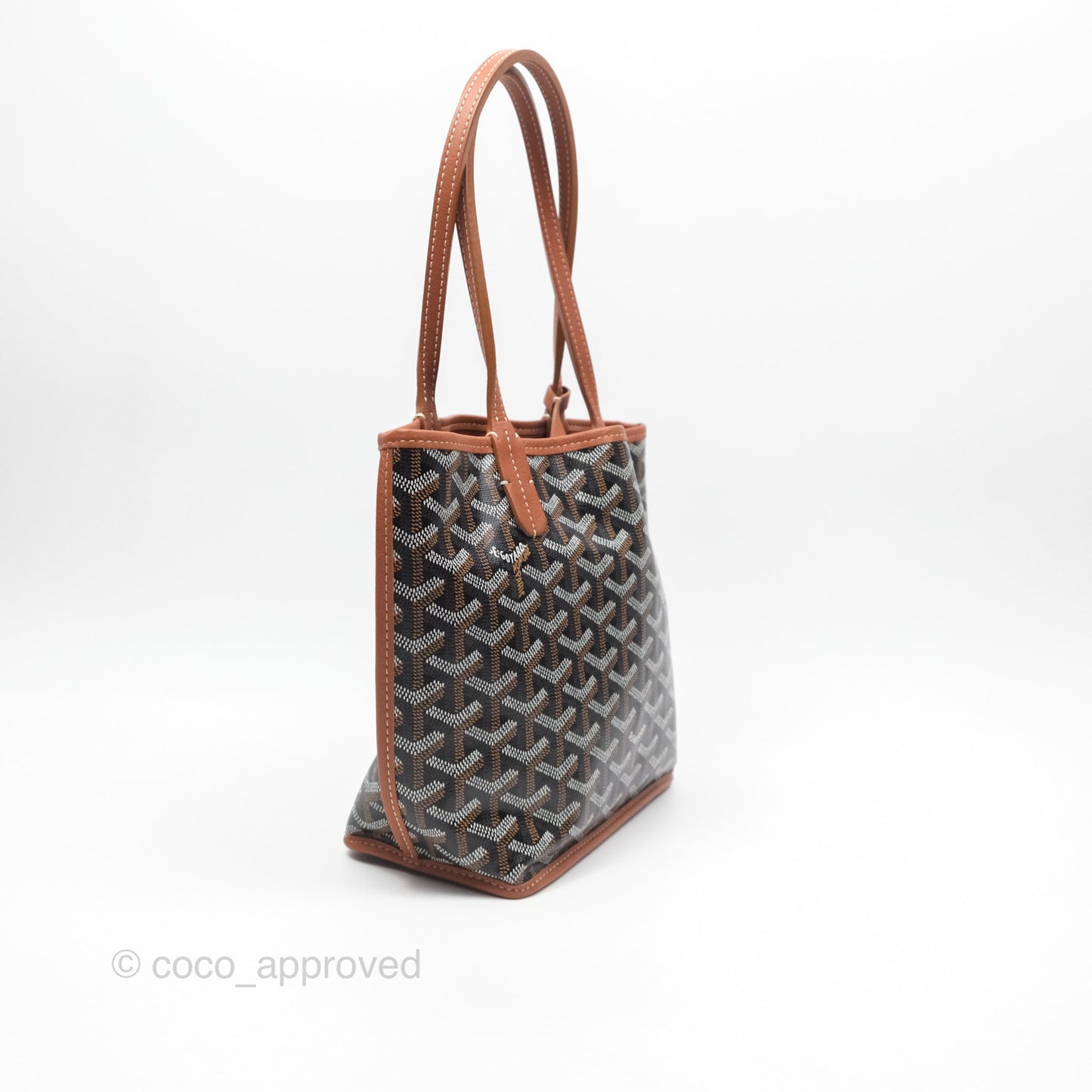 Goyard Anjou Mini Bag Goyardine Canvas Black/ Tan