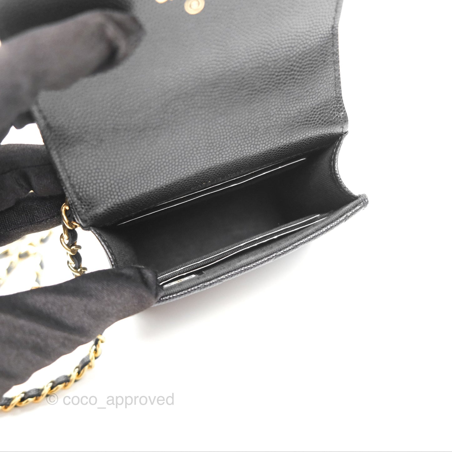 Chanel Coco First Mini Clutch On Chain Black Caviar Gold Hardware 22K