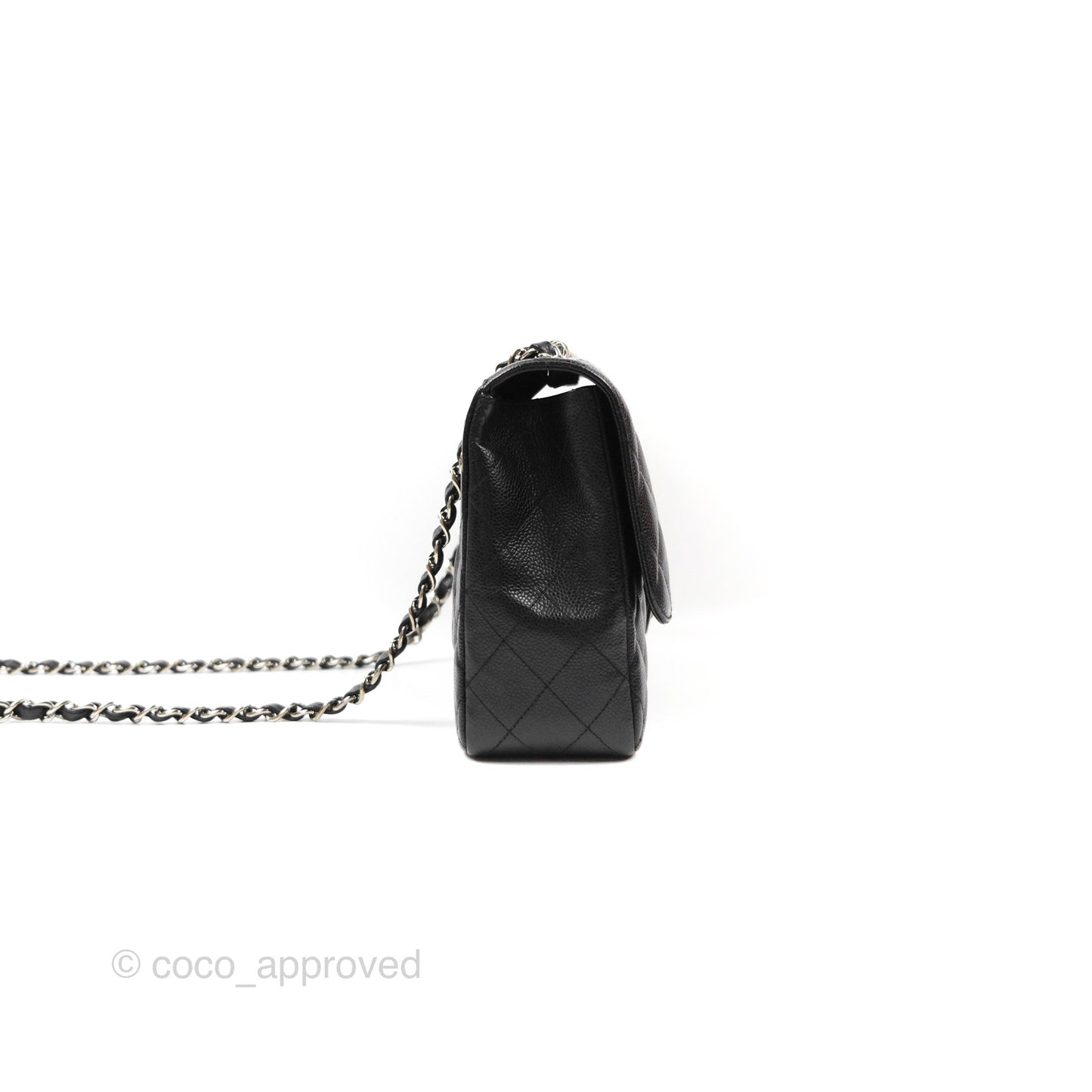 Chanel Jumbo Single Flap Quilted Black Caviar Silver Hardware