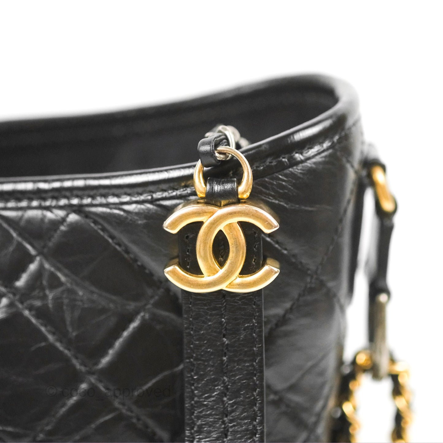 Chanel Medium Gabrielle Hobo Quilted Black Aged Calfskin Mixed Hardware