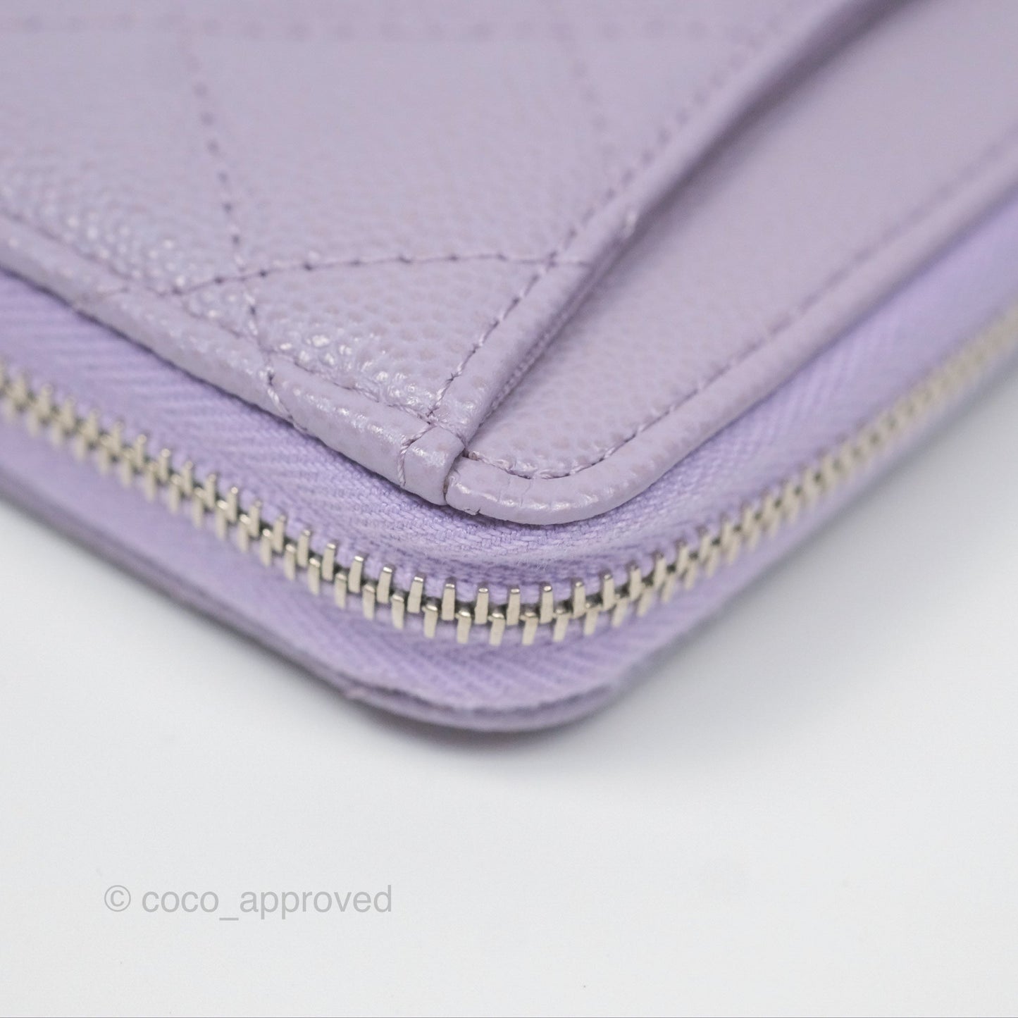 Chanel Classic Zipped Coin Purse Lilac Caviar Silver Hardware