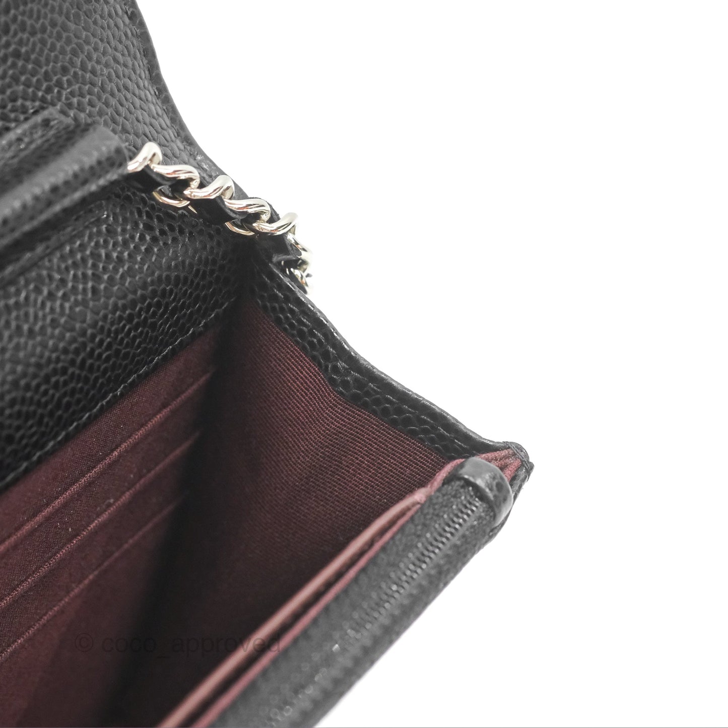 Chanel Quilted Classic Wallet On Chain WOC Black Caviar Silver Hardware