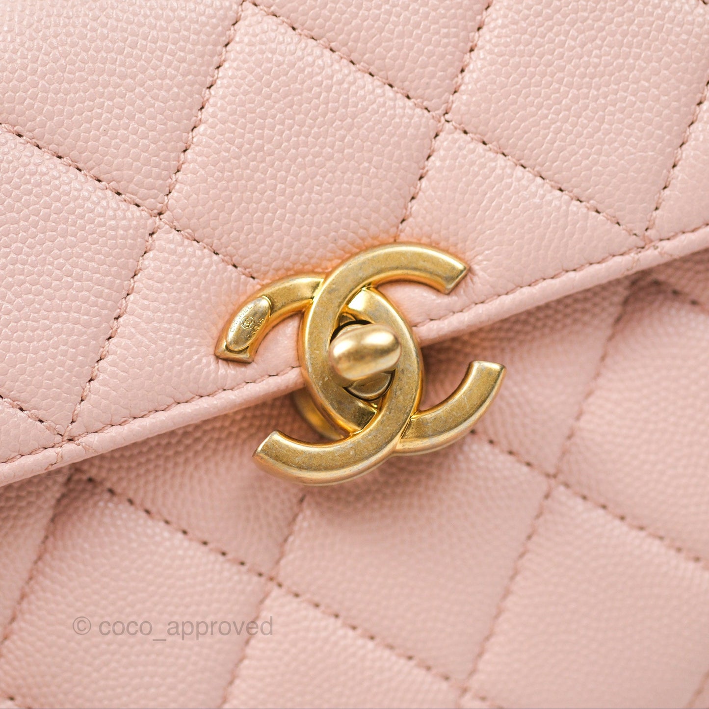 Chanel Carry Me Top Handle Flap Bag Pink Caviar Aged Gold Hardware 23S