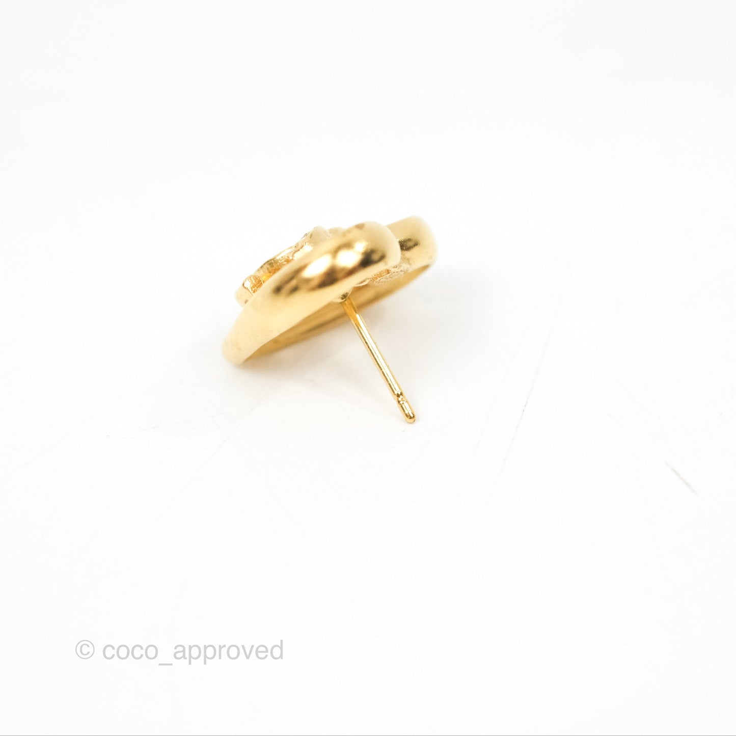 Chanel Crystal CC Heart Earrings Gold Tone 23C