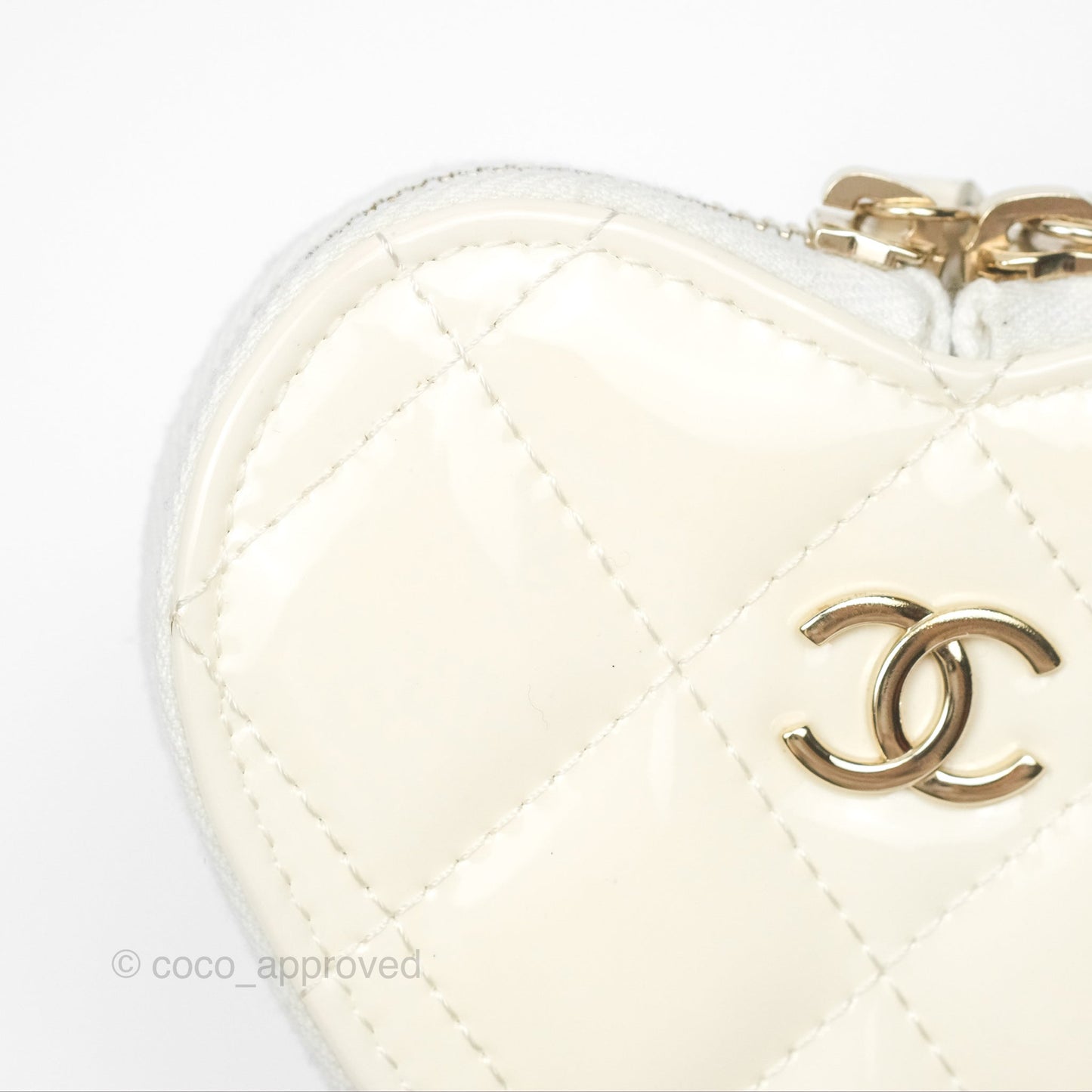 Chanel Heart Clutch with Chain with Coin Purse Black White Patent