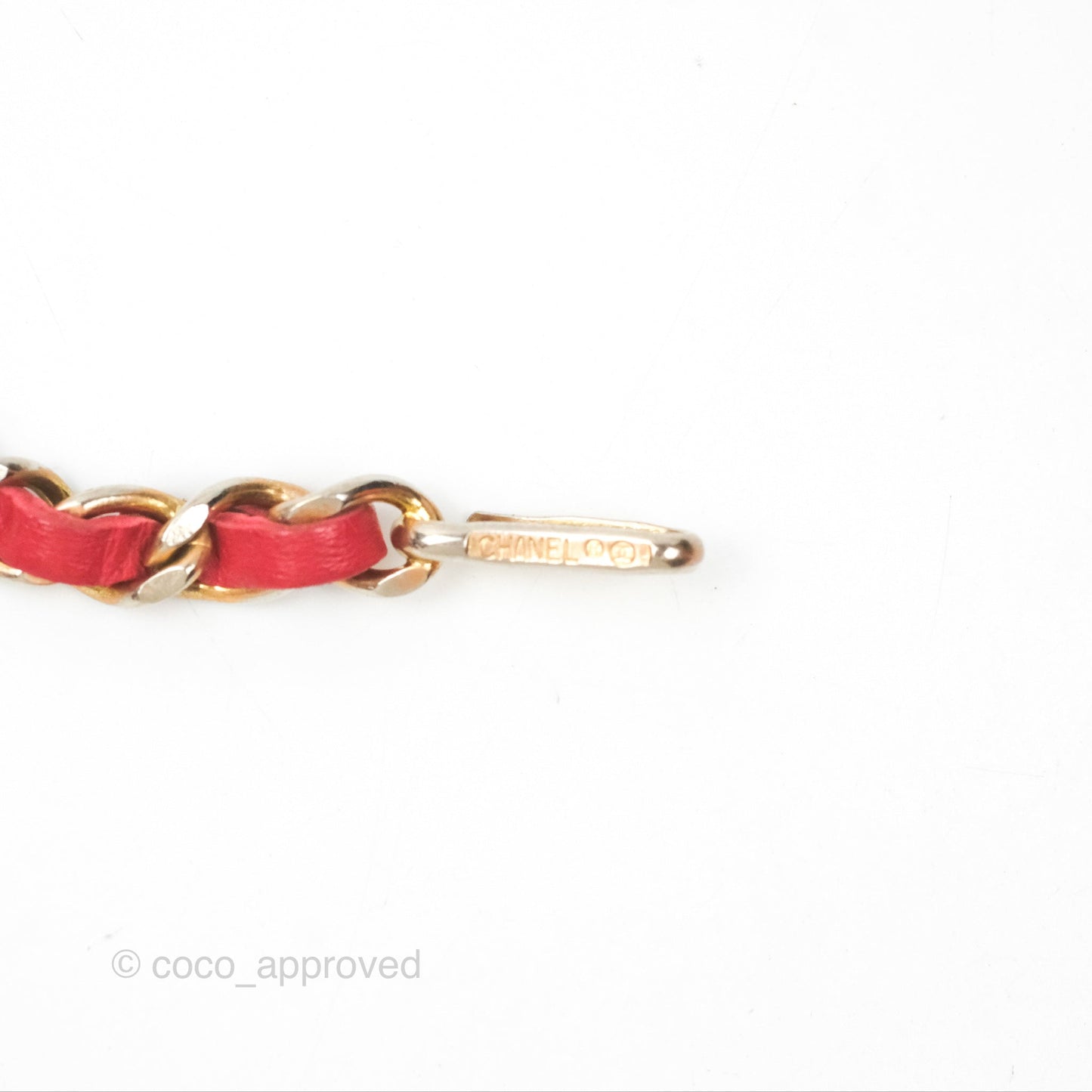 Chanel Vintage Woven Chain Belt Red Lambskin Gold Hardware