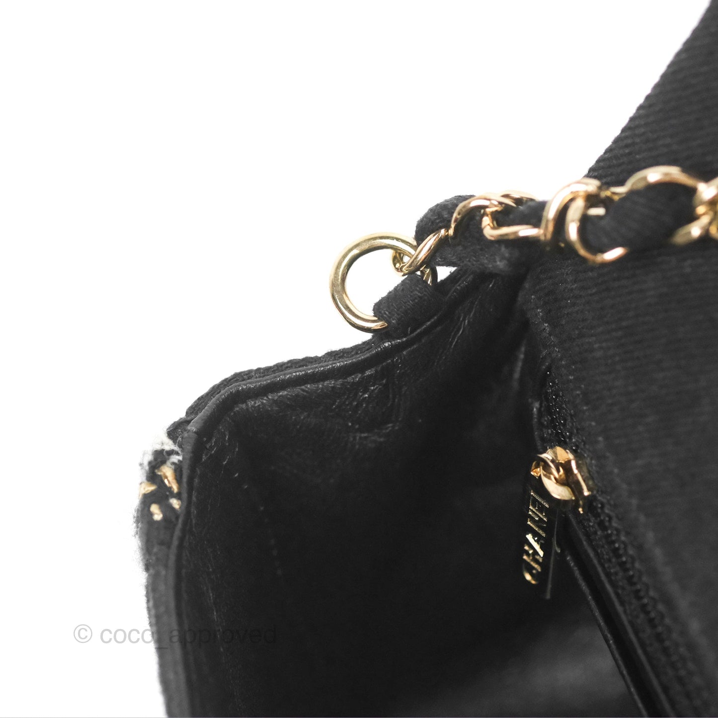 Chanel Mini Rectangular Flap Bag Black Denim Braided Gold Hardware 18A