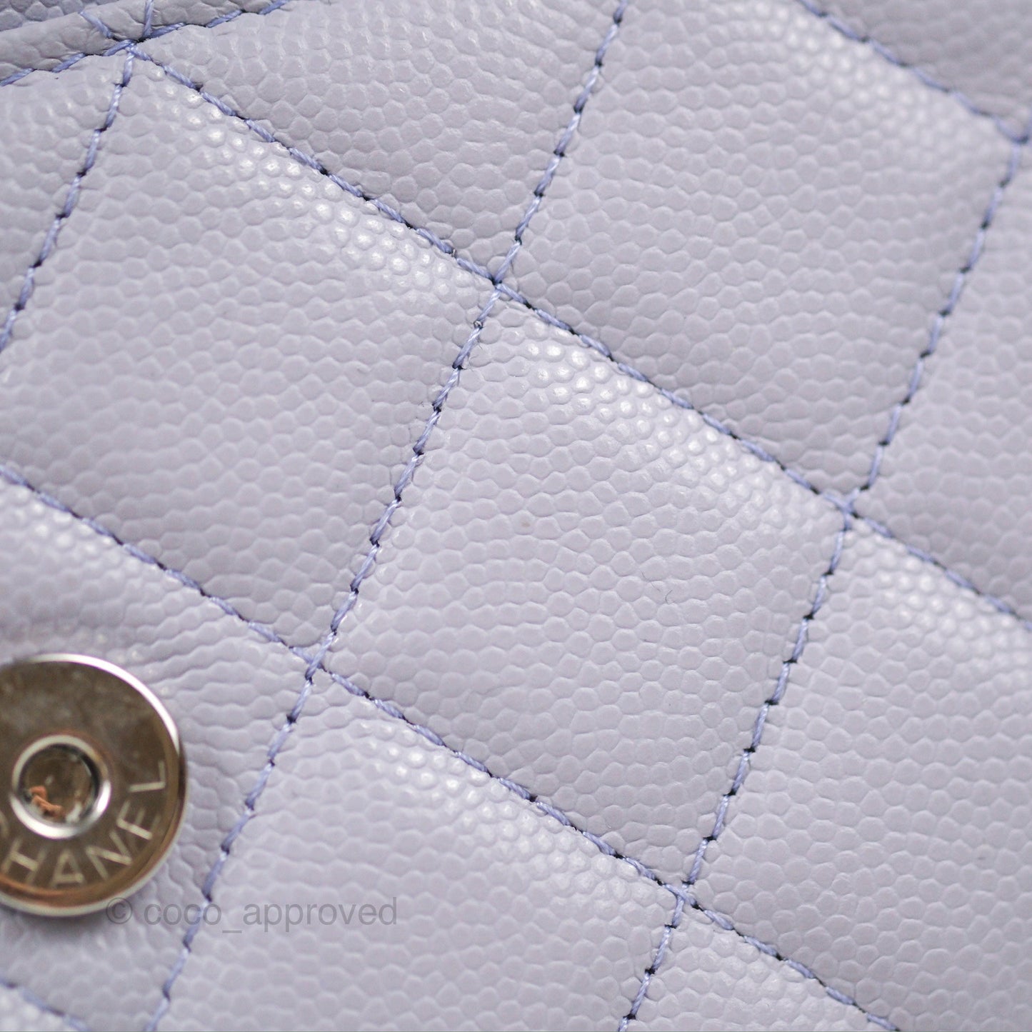 Chanel Quilted Classic Wallet on Chain WOC Lilac Caviar Silver Hardware