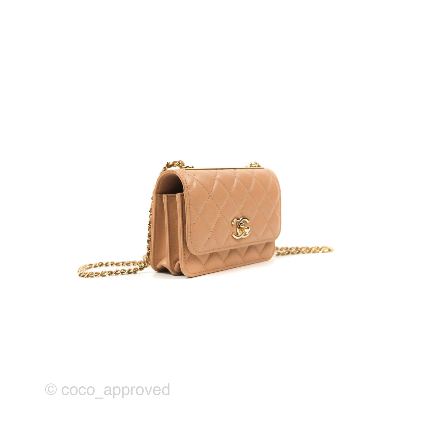 Chanel Mini Trendy WOC Beige Lambskin Gold Hardware 22B