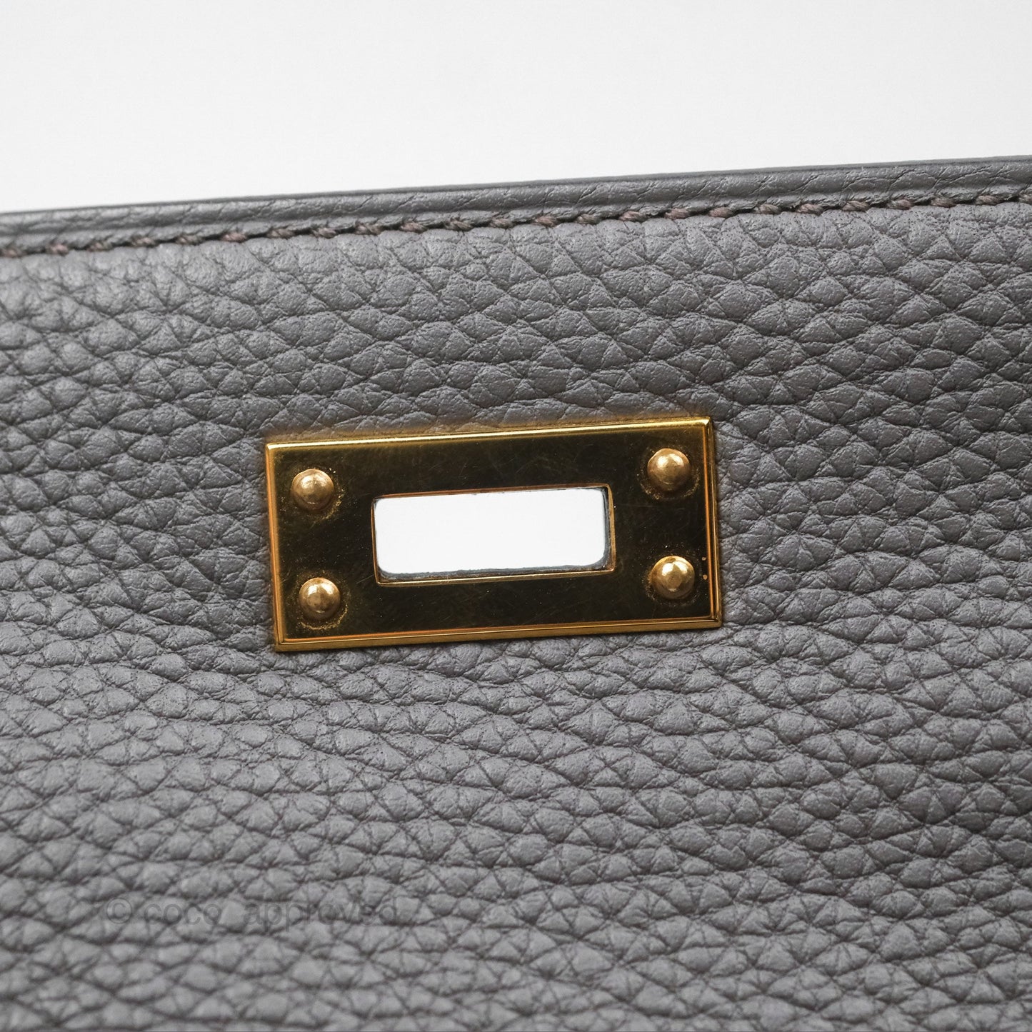 Hermès Retourne Kelly 25 Gris Etain 8F Togo Gold Hardware