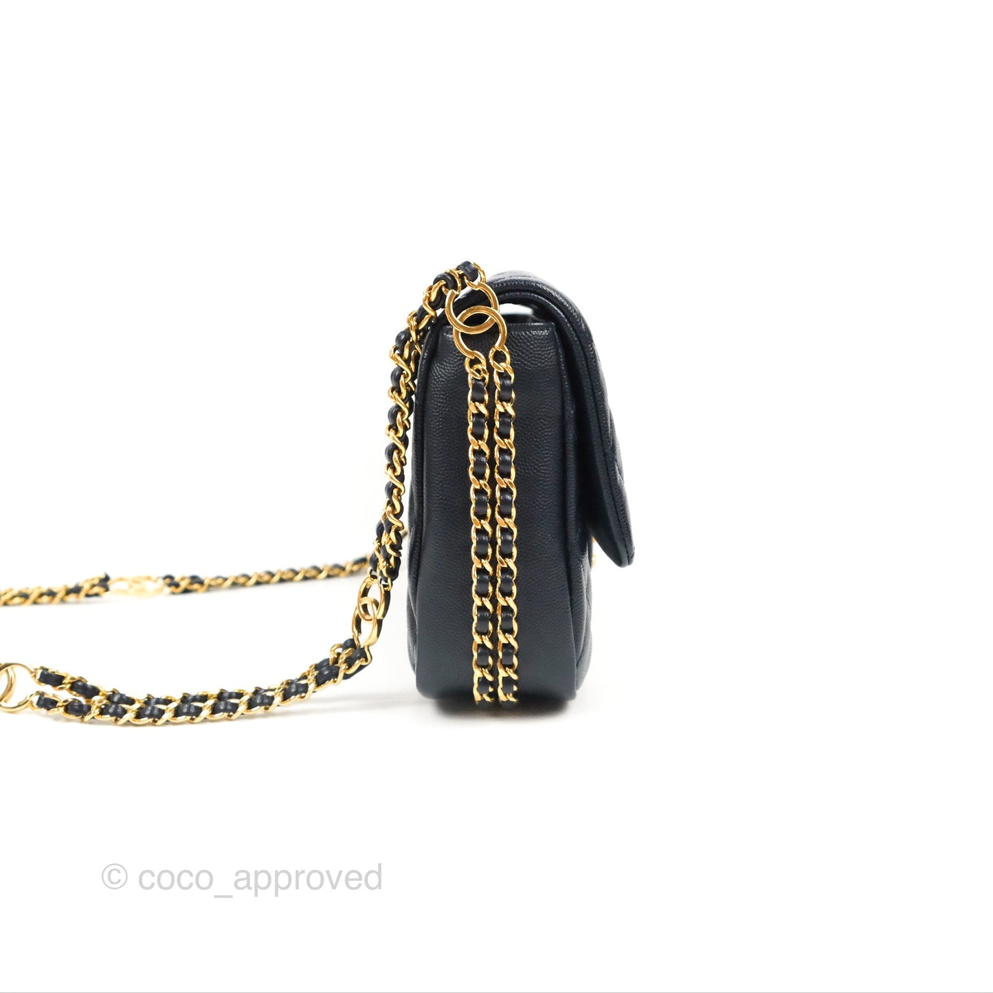Chanel Quilted CC You Flap Navy Blue Caviar Gold Hardware 23C
