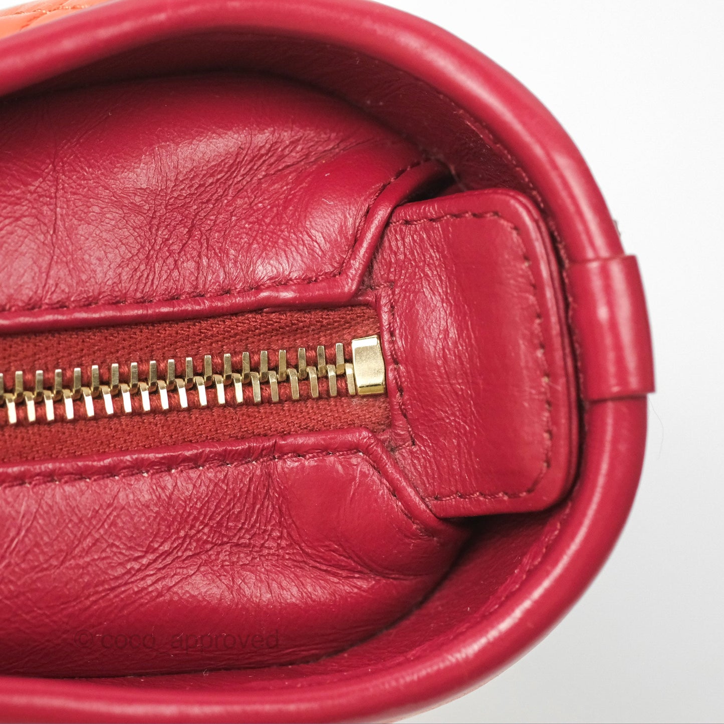 Chanel Small Gabrielle Hobo Chevron Orange Red Aged Calfskin