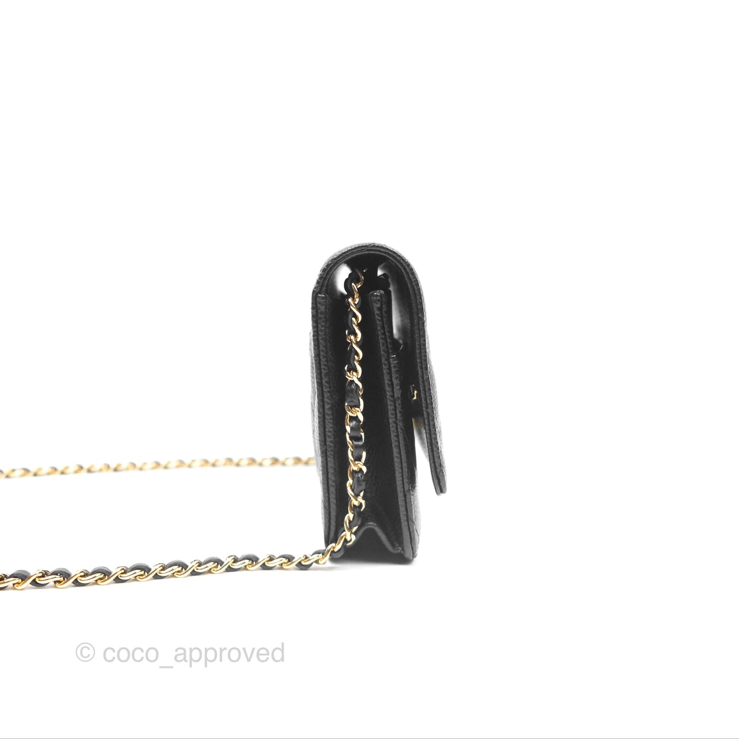 Chanel Classic Wallet On Chain WOC Quilted Black Caviar Gold Hardware