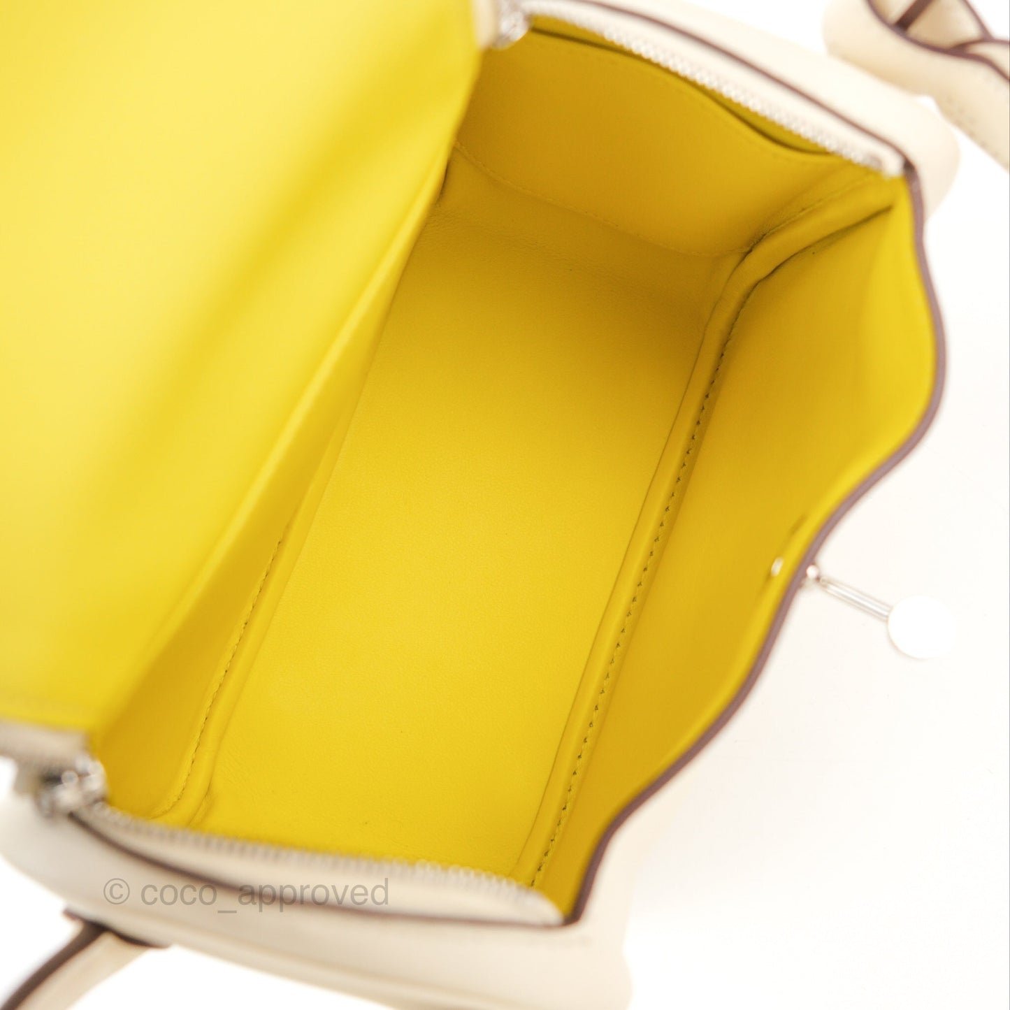Hermès Mini Lindy 20 Nata/ Lime Swift Palladium Hardware
