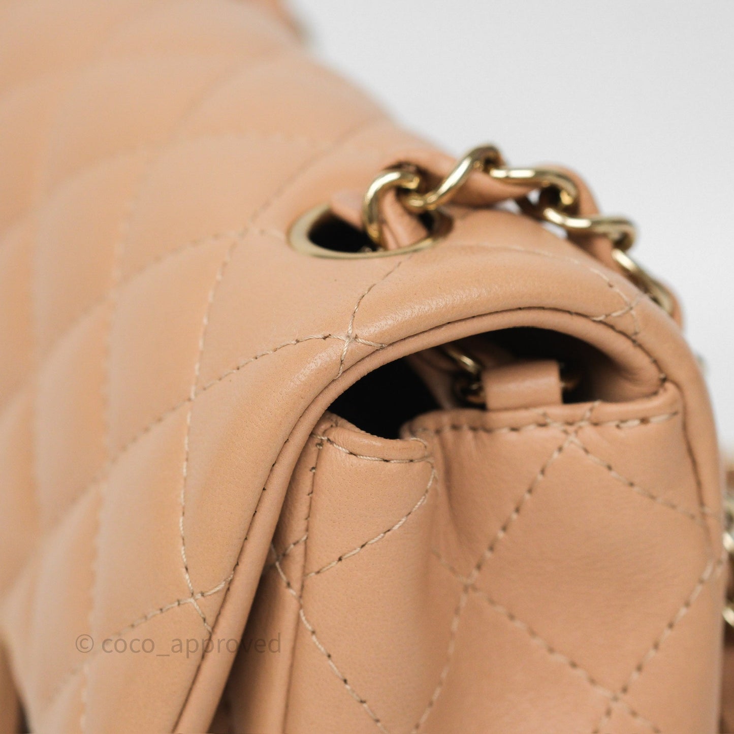 Chanel Mini Rectangular Quilted Beige Lambskin Gold Hardware