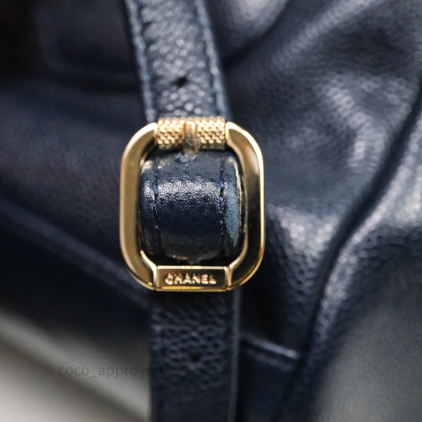 Chanel Quilted Business Affinity Backpack Navy Caviar Light Gold Hardware