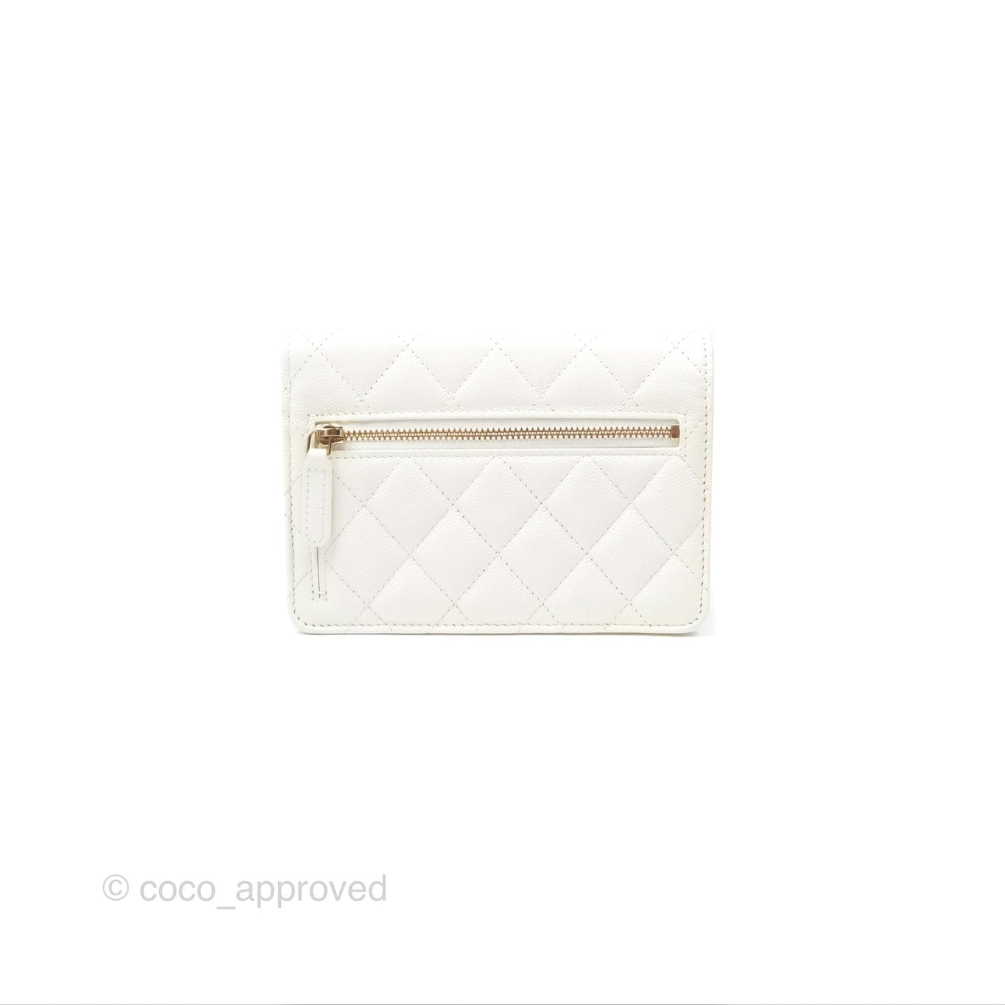 Chanel Quilted Mini Wallet on Chain WOC Ivory Caviar Gold Hardware