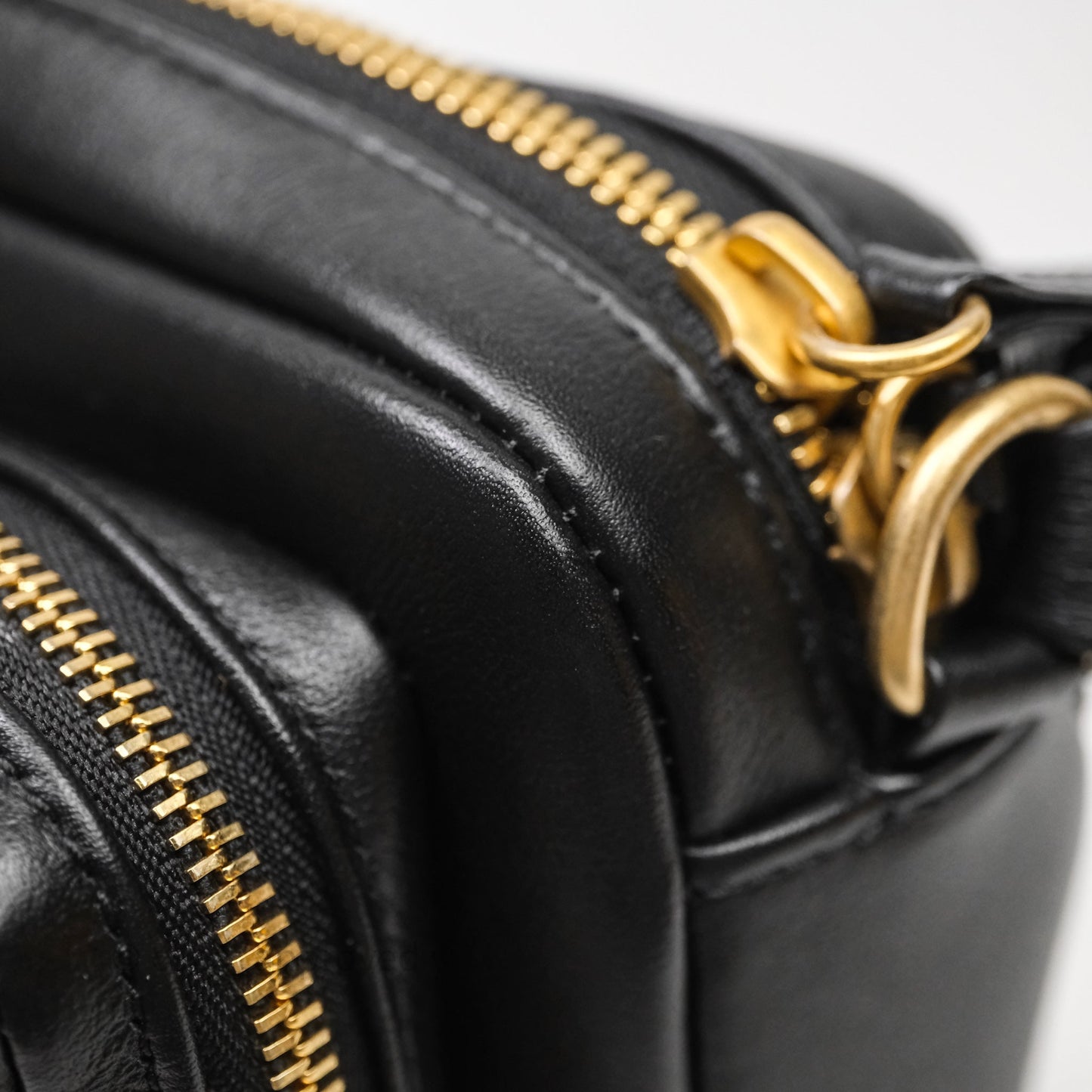 Chanel Small Camera Case Quilted Black Calfskin Aged Gold Hardware 22C