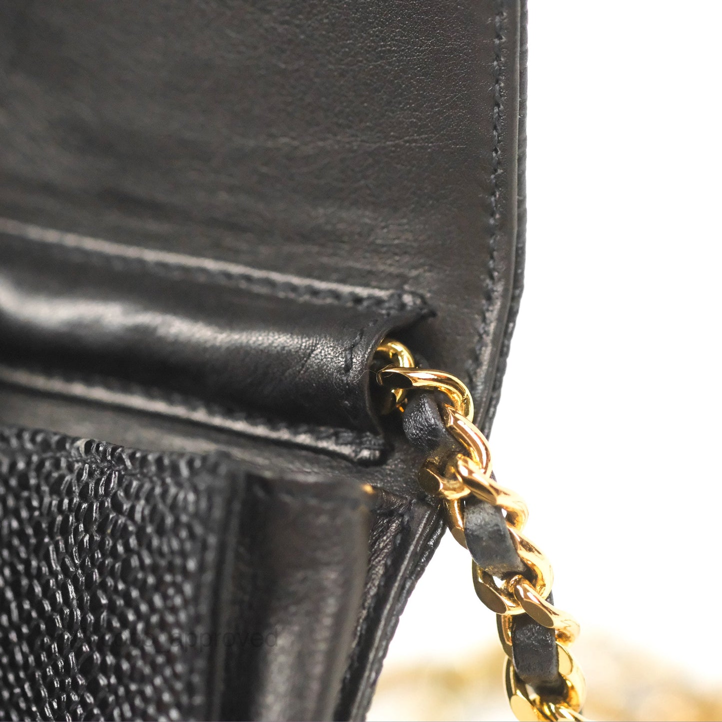 Chanel Vintage CC Caviar Black Phone Case With Chain Gold Hardware