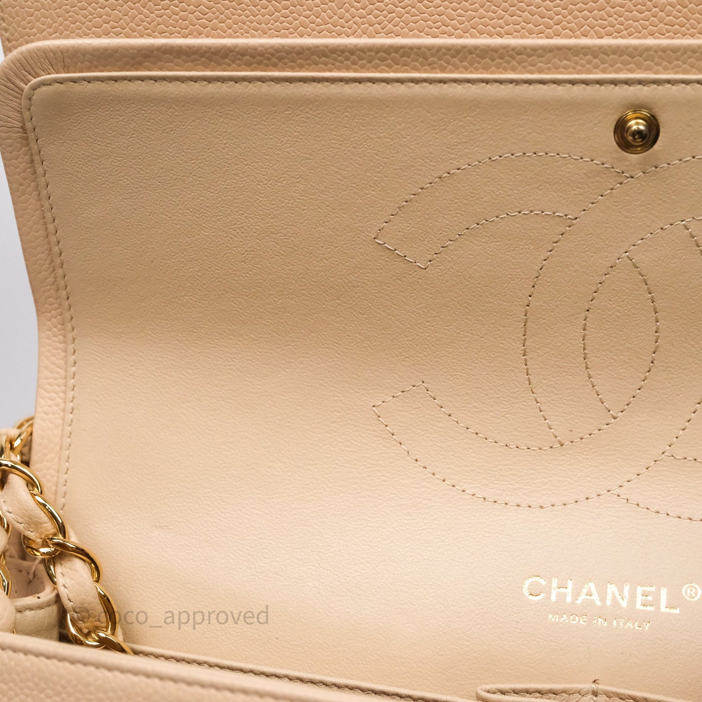 Chanel Jumbo Double Flap Beige Caviar Gold Hardware⁣⁣