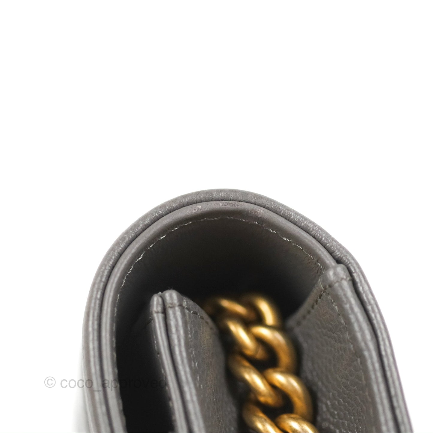 Chanel Quilted Boy Wallet on Chain WOC Dark Grey Caviar Gold Hardware