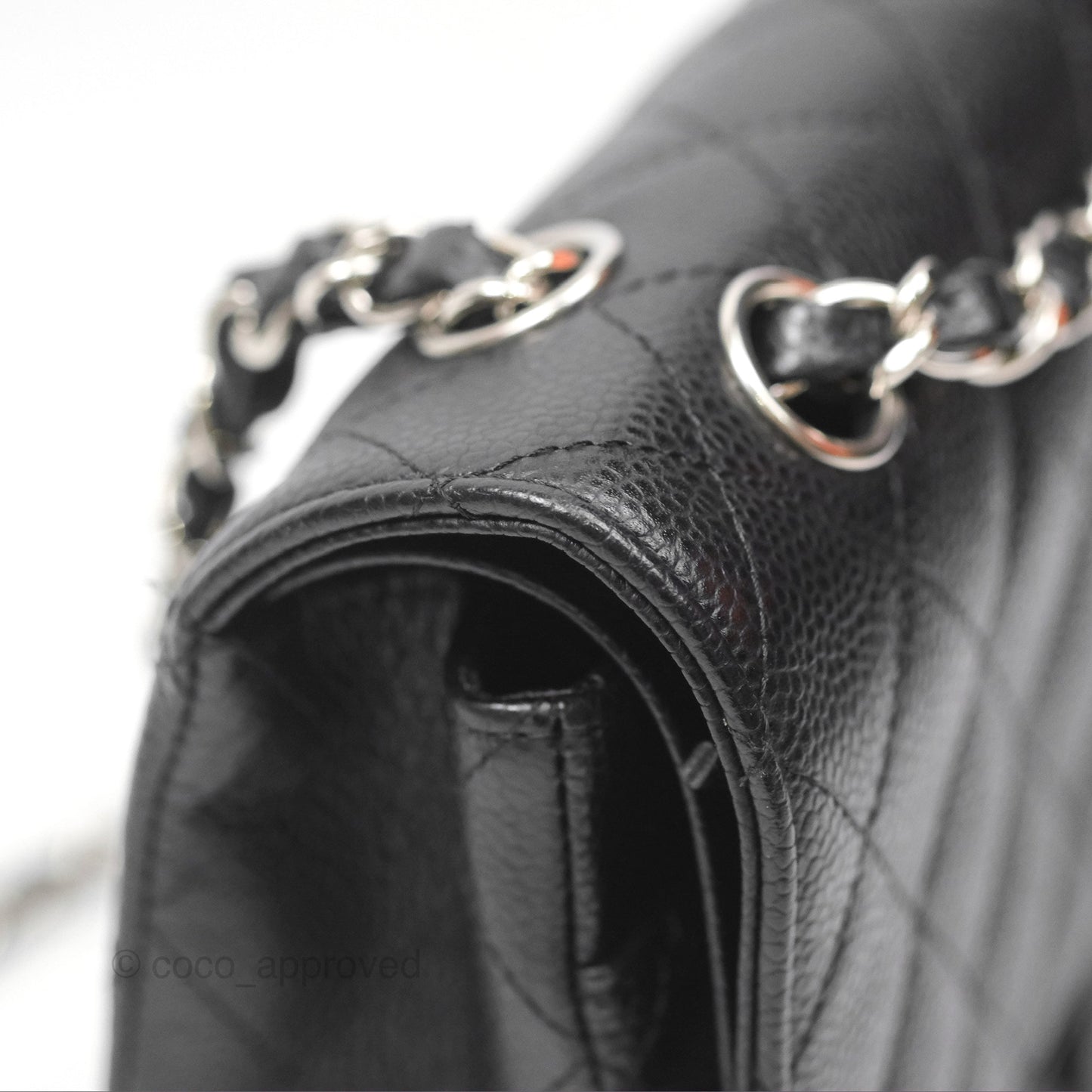 Chanel Classic M/L Medium Flap Quilted Black Caviar Silver Hardware