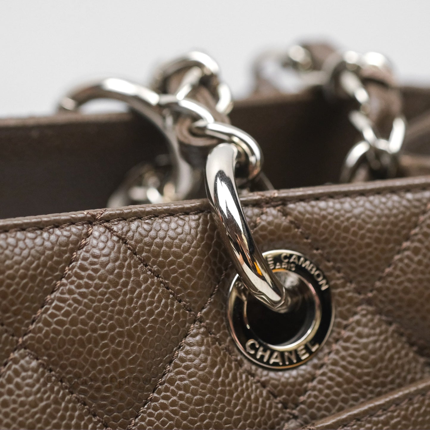 Chanel GST Chocolate Brown Caviar Silver Hardware