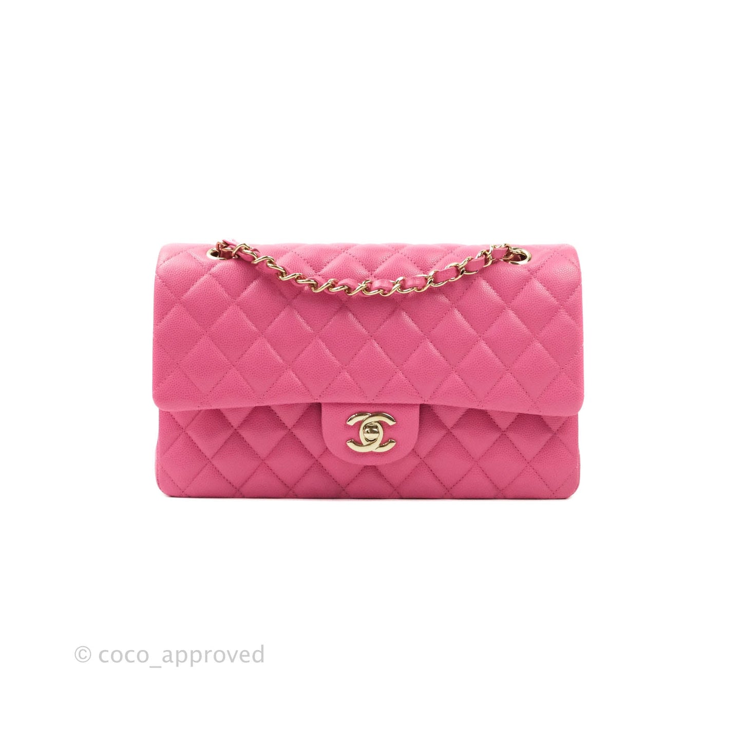 Chanel Classic M/L Medium Double Flap Pink Caviar Gold Hardware