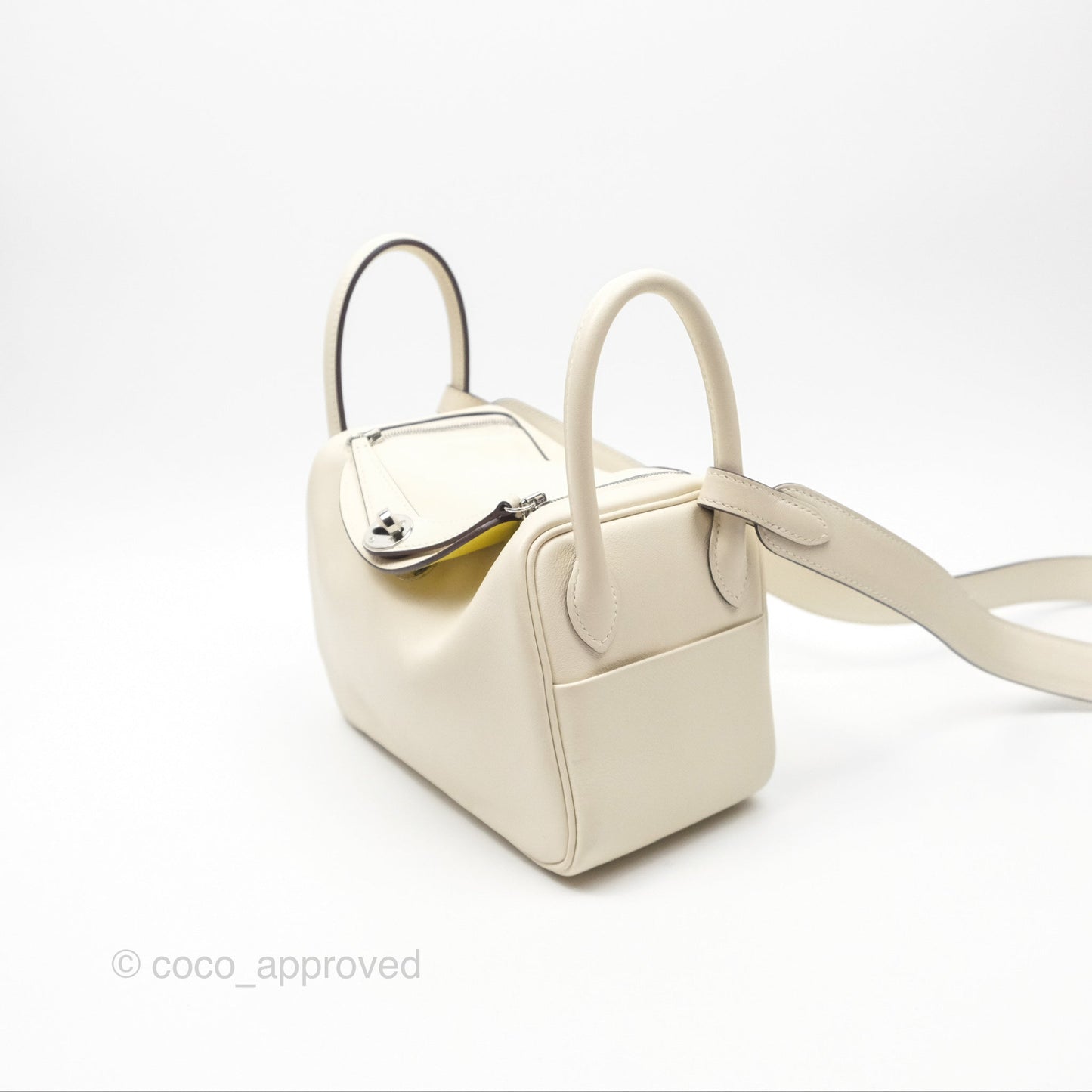 Hermès Mini Lindy 20 Nata I2/ Lime 9R Swift Palladium Hardware