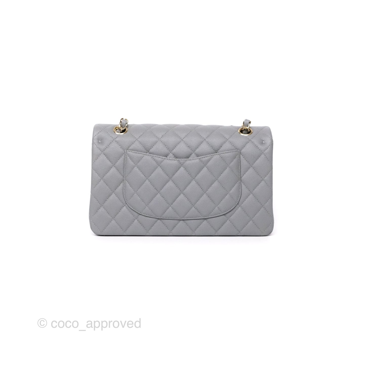 Chanel Classic M/L Medium Flap Quilted Grey Caviar Gold Hardware