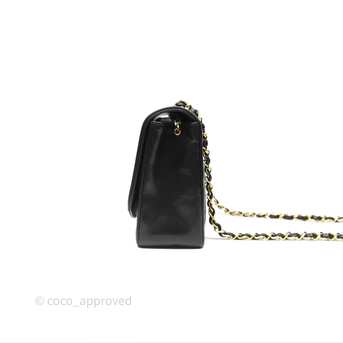 Chanel Medium Vintage Quilted Classic Diana Flap Bag Black Lambskin 24K Gold Hardware
