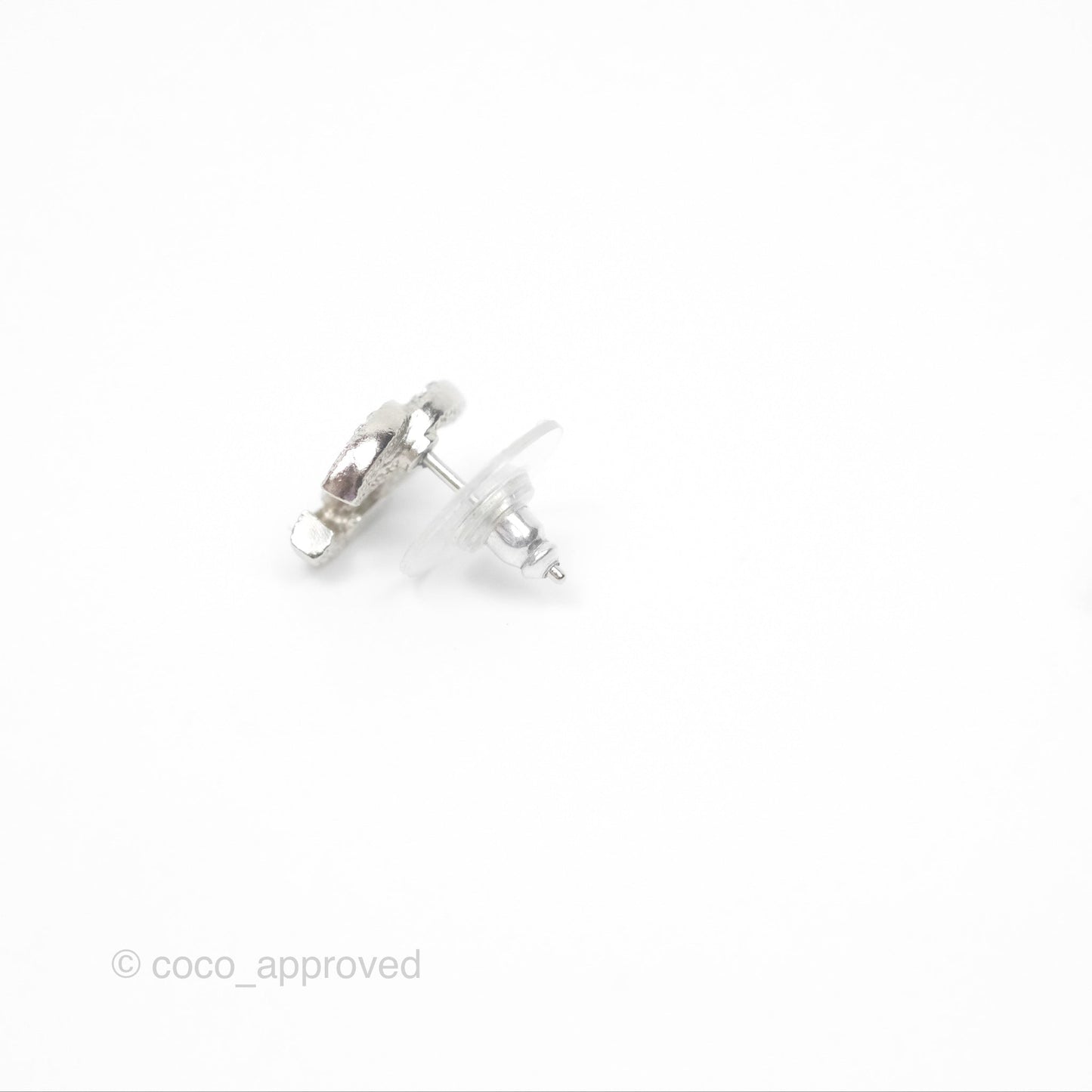 Chanel CC Crystal Earrings Silver Tone 21V