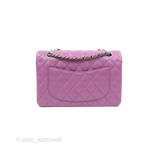 Chanel Small Classic Flap Quilted Purple Lambskin Silver Hardware