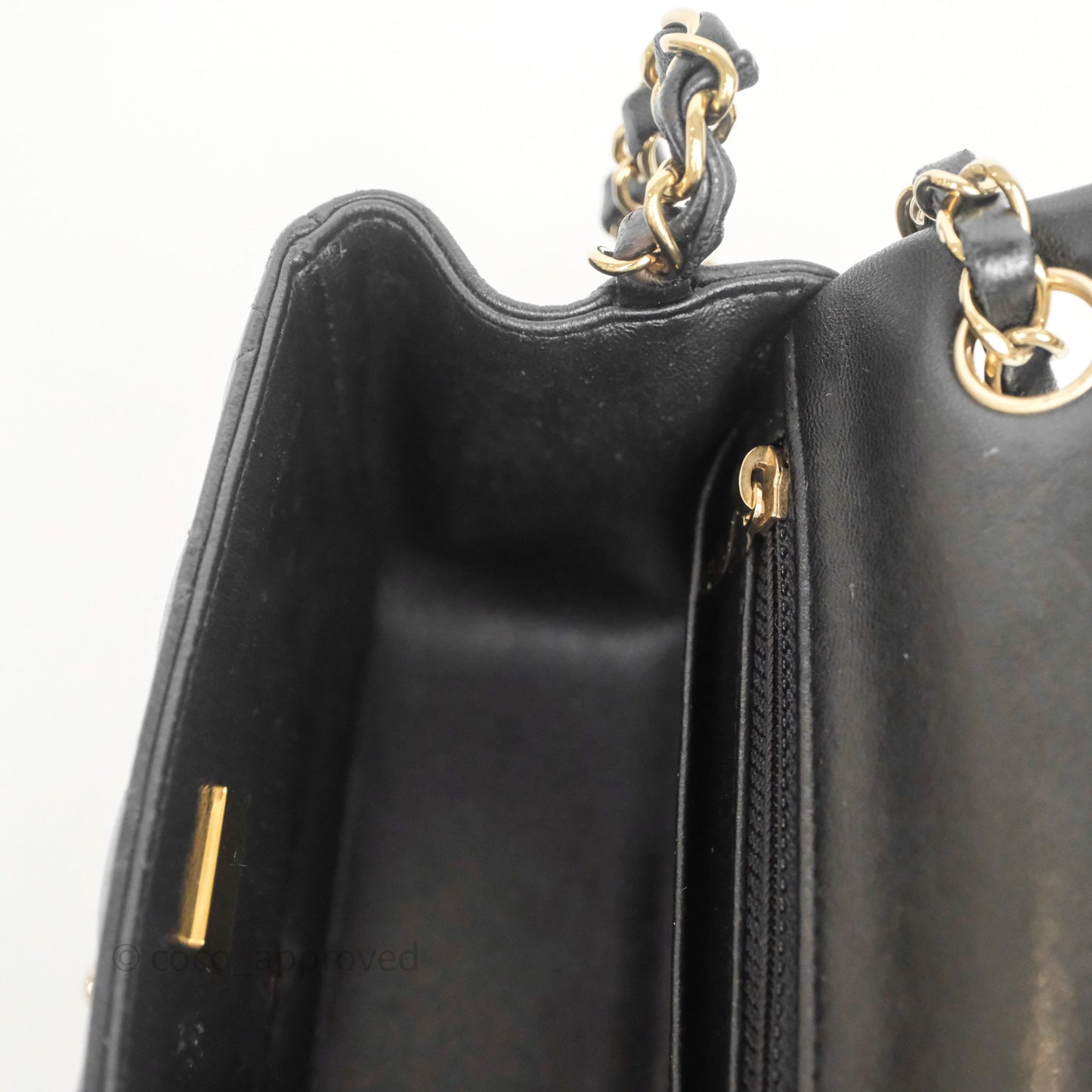 Chanel Mini Square Quilted Black Lambskin Gold Hardware