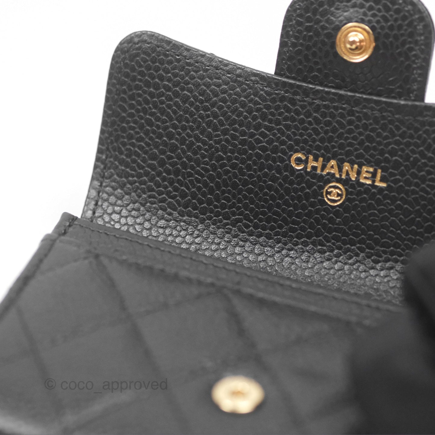 Chanel Quilted Flap Card Holder Caviar Black Gold Hardware