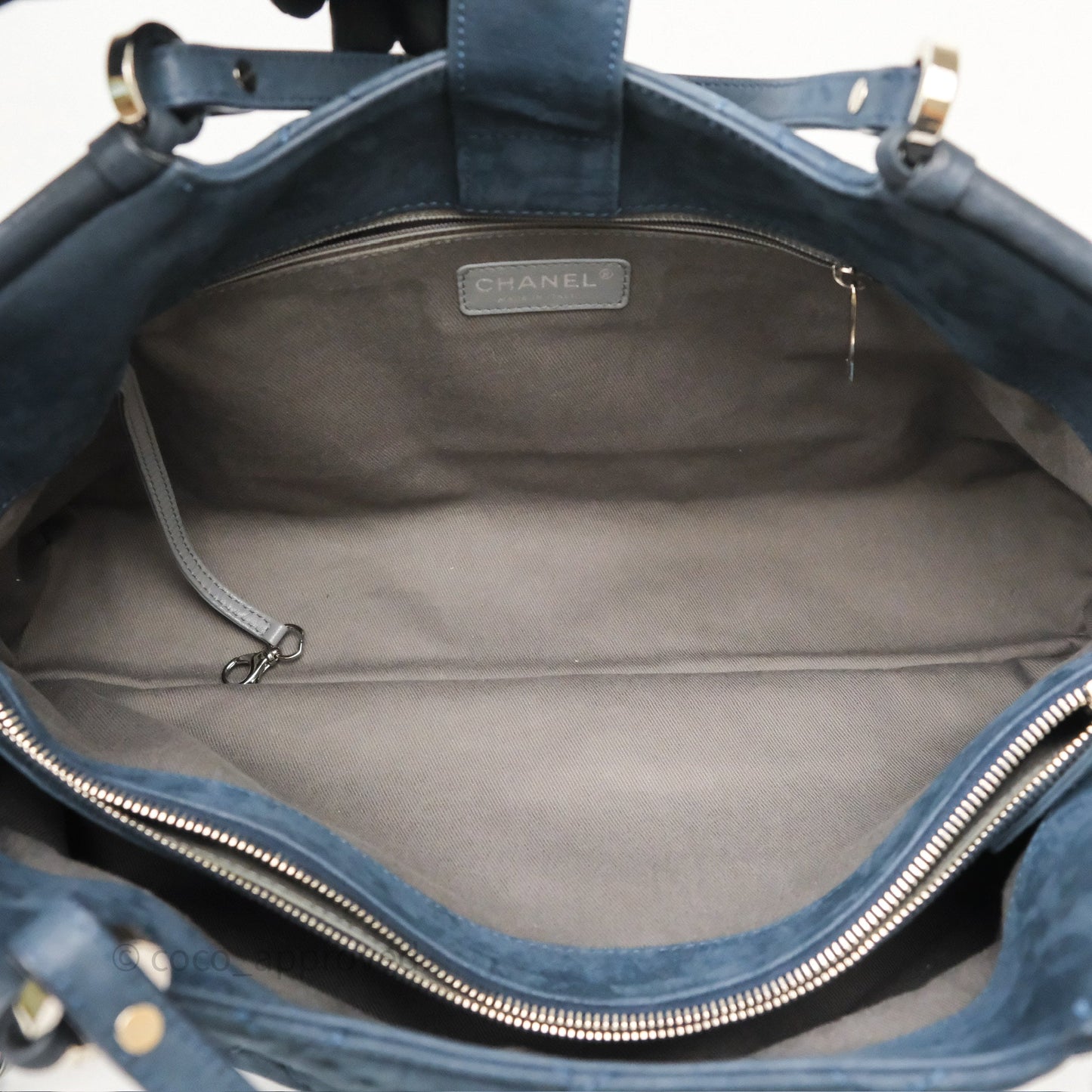 Chanel Small Sea Hit Tote Navy Iridescent Calfskin Silver Hardware