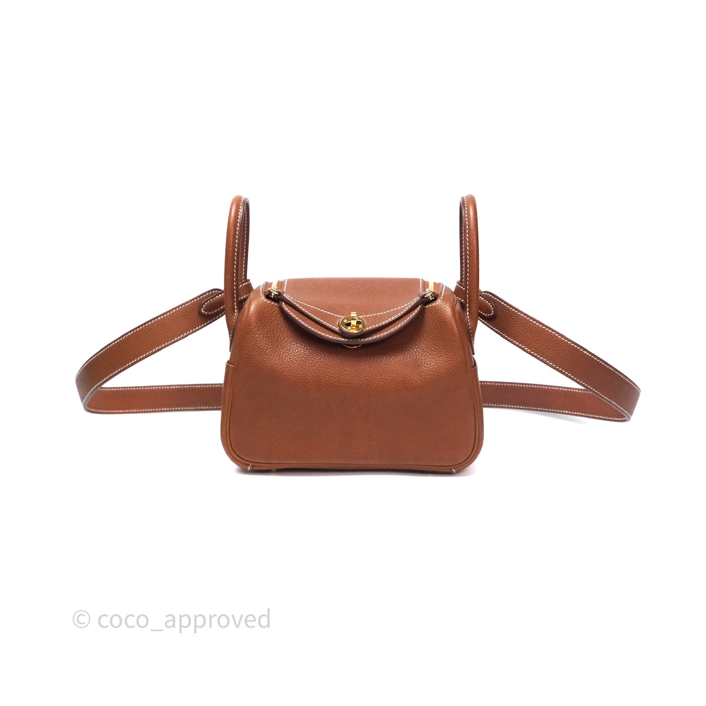 Hermès Mini Lindy 20 Fauve 34 Barenia Gold Hardware