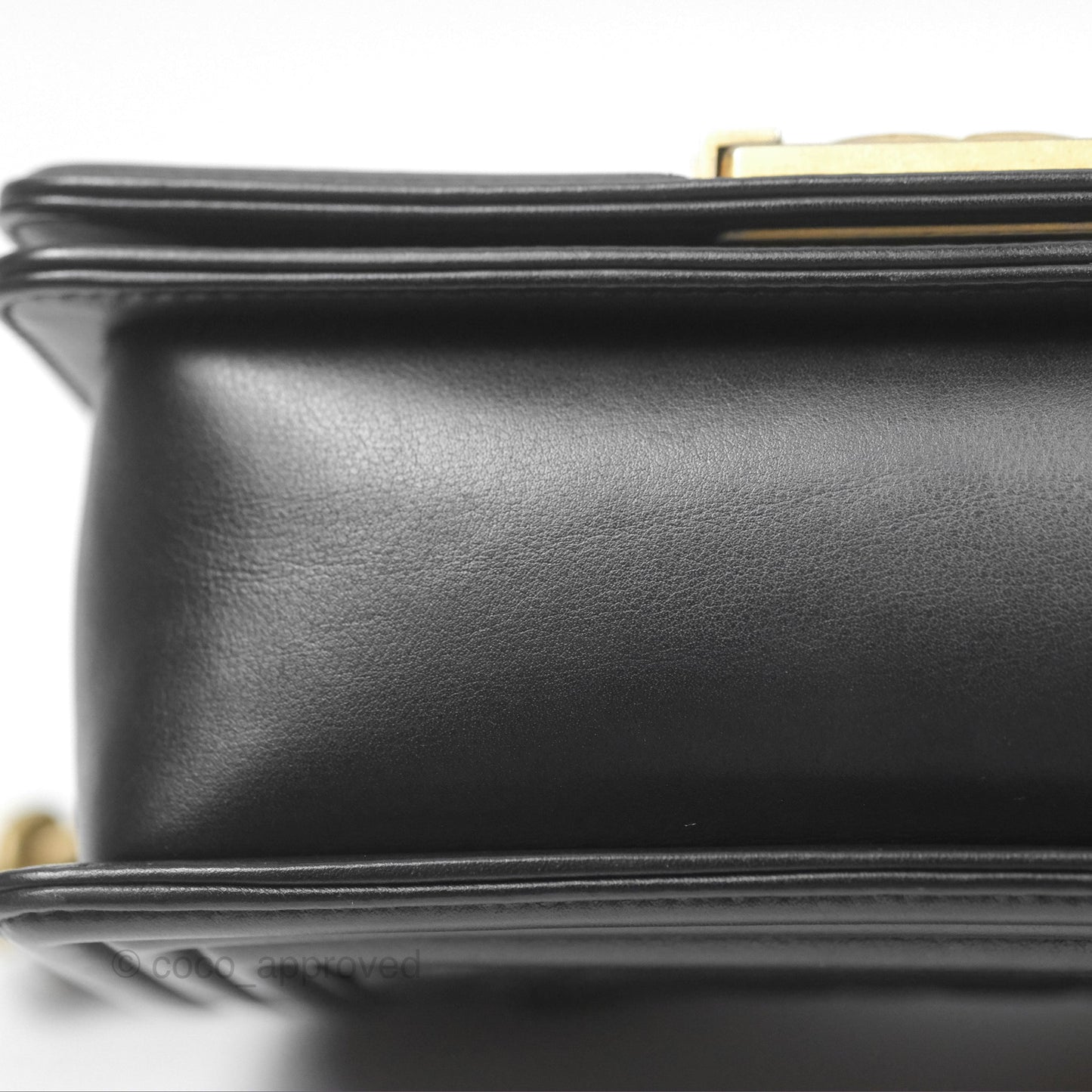 Chanel Small Boy Black Calfskin Aged Gold Hardware